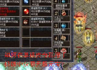 如何在单机传奇私服手机版中获取无限元宝? 如何在单机传奇私服手机版中获取无限元宝?