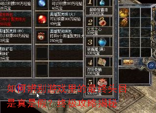 如何辨别游戏里的最终头目是真是假?终极攻略揭秘 如何辨别游戏里的最终头目是真是假?终极攻略揭秘